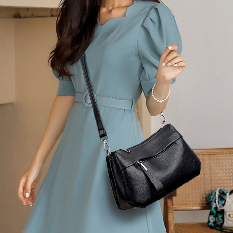 2025 summer new middle aged womens bag korean edition fashion single shoulder crossbody bag simple trendy mom bag   versatile tote bag adjustable strap zipper closure solid color Product details 6