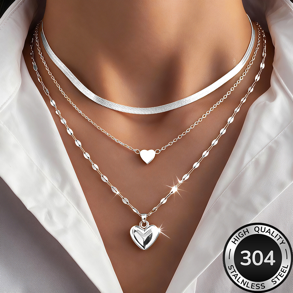 3-delige kettingenset, hoogwaardige 304 roestvrijstalen hypoallergene gouden ketting, gepolijst, KC, aanslagwerend, eenvoudig en elegant, modieuze damesketting geschikt voor dagelijks gebruik of feesten, sieraadaccessoire, een delicaat cadeau voor vrouwen
