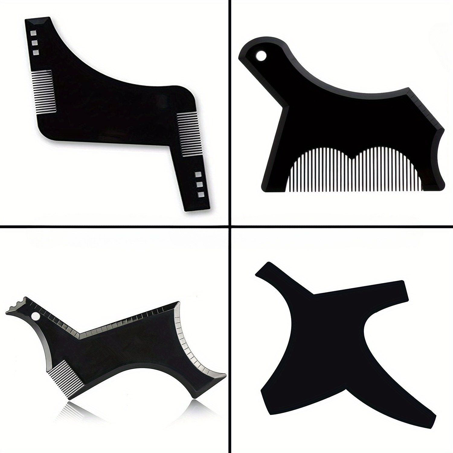 E-shop 4-teiliges Bartformungs-Set, Rasier-Schablonenbrett, Bartformungs-Schablonenlineal, Bartbart-Gesichtsrasierwerkzeug
