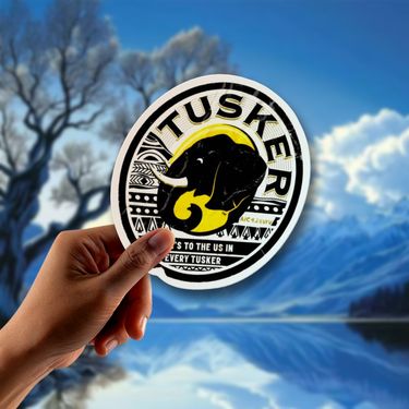 Calcomanías de vinilo divertidas y duraderas con el logotipo de Tuskers envejecido para ventanas de coche, puertas, cubiertas de tanques de coche, refrigeradores