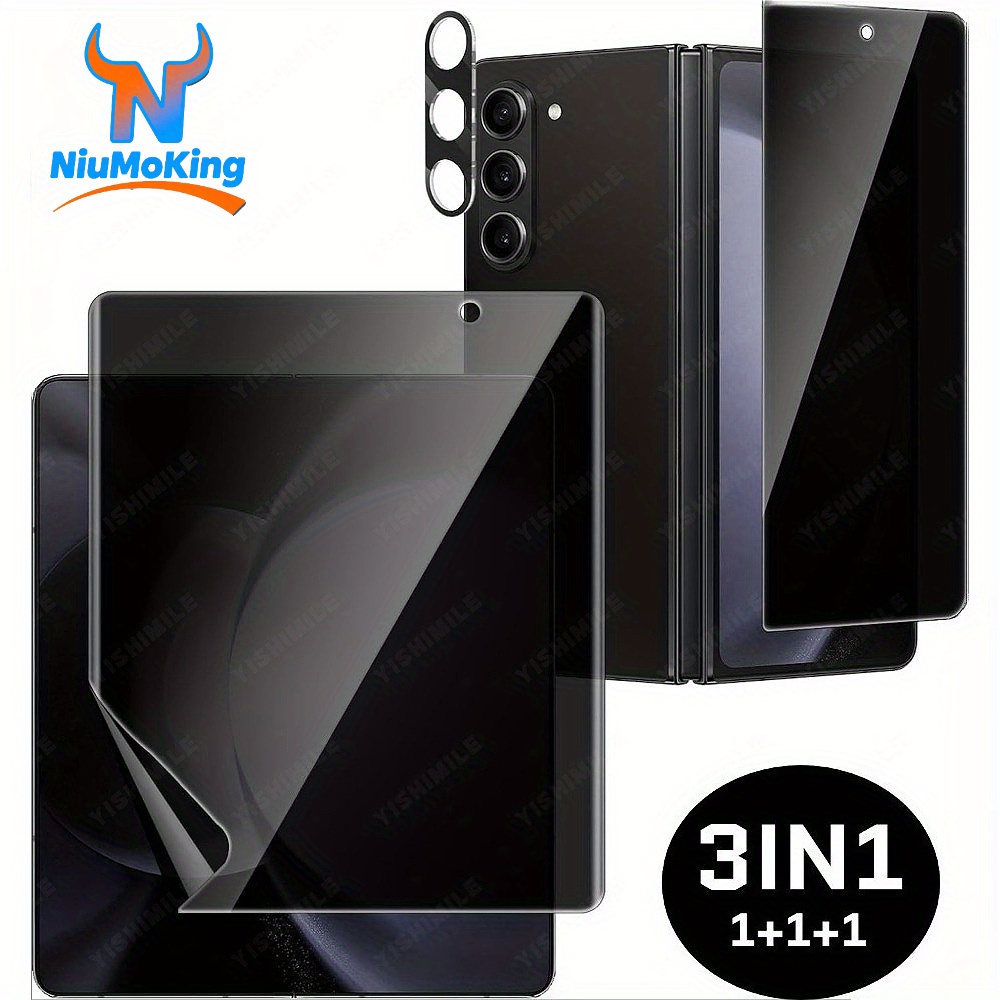 TEMU [1 Ensemble] YISHIMILE pour for Samsung Fold 7/6/5 Protecteur d'Écran de Confidentialité, Film Intérieur -Espion TPU Souple + Verre Trempé
