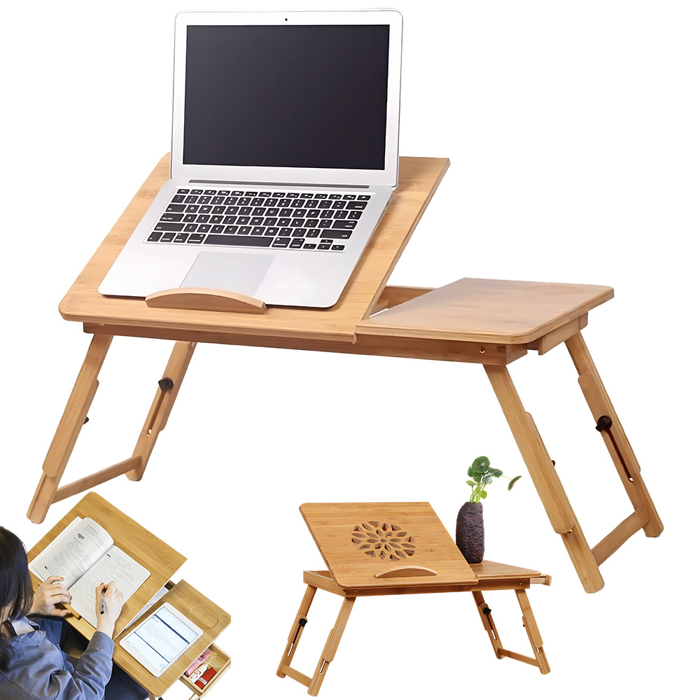 Laptop Desk, 50*21*25cm, Foldable Bed Laptop Desk, With Storage Drawer, Adjustable Ergonomic Bed Sofa Laptop Tray, Suitable For University Dormitories And Home Use