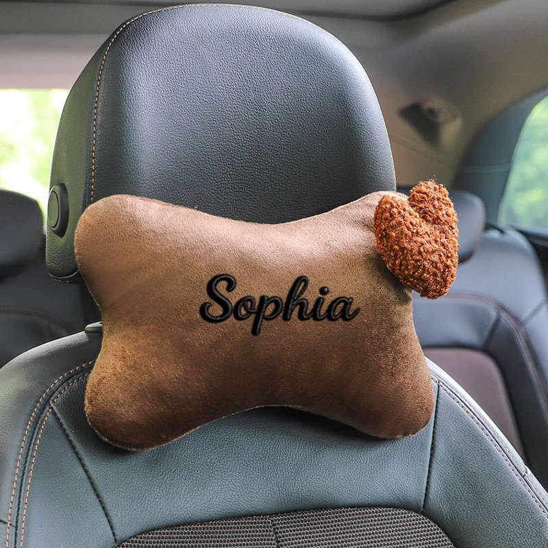 TEMU Customized Embroidered Car Headrest Cushions, Designed For Neck Support In The Rear Of The Vehicle, Soft Headrests That And Neck, Neck Support