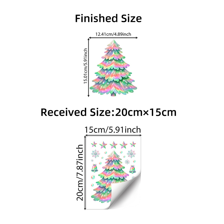 TEMU 1pc Glow In The Dark Christmas Tree Wall Decals, Iridescent Snowflake Window Stickers, Xmas Luminous Decorations For Home Party Bedroom Living