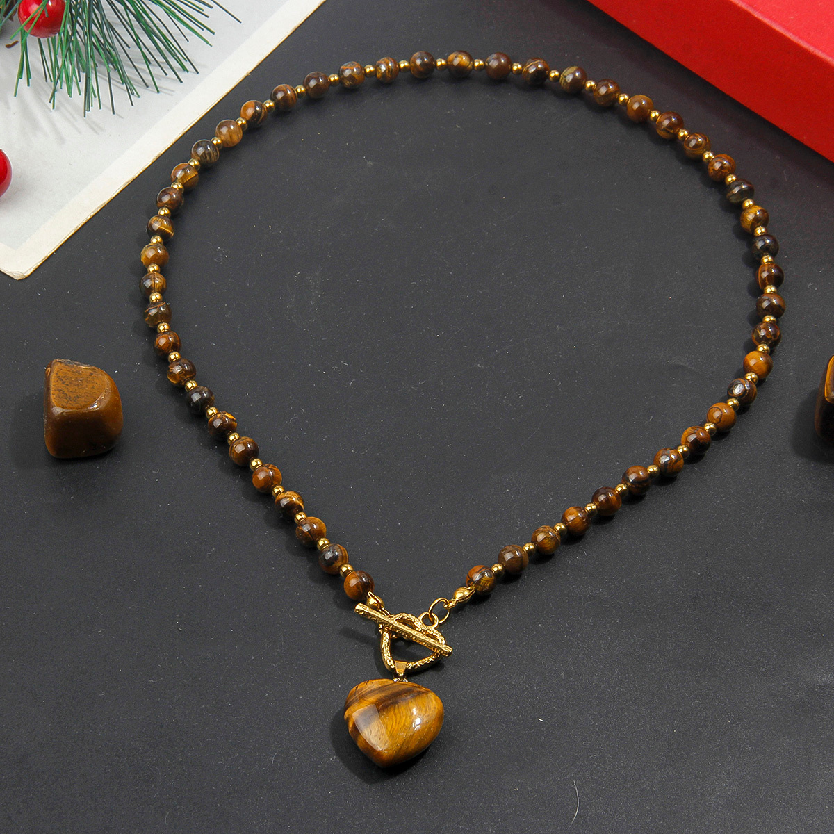 TEMU Natural Eye Stone Necklace With Stone Pendant - Bohemian Elegant Collarbone Chain Suitable For Career Success, & Gift For, For , Anniversaries,