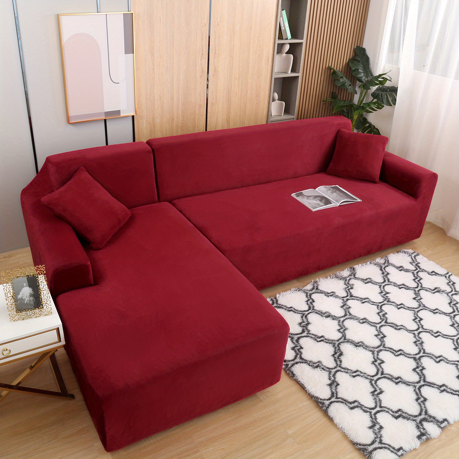 TEMU Topchances Set Copridivano Lussuoso in Peluche per a Forma di L (3 2 Pezzi), Resistente, , Liscio e Delicato , Facile da , per l'Arredamento del