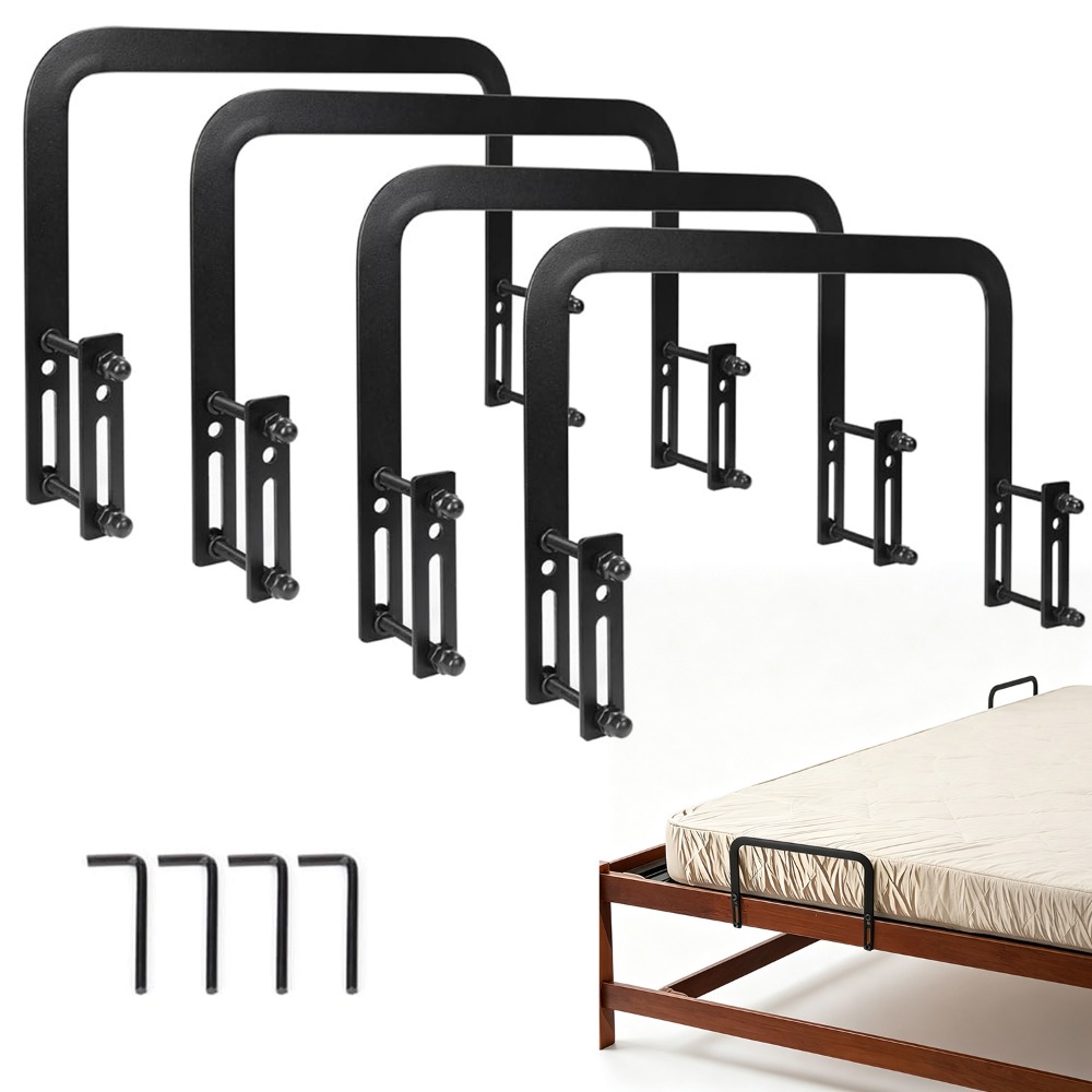 4 Pack Black Mattress Retainer Clips, Multi-hole Non-slip Design, Simple Installation, Fits Bed Frames And Box Springs, Stop Mattress Sliding, Practical Bedroom Household Accessory