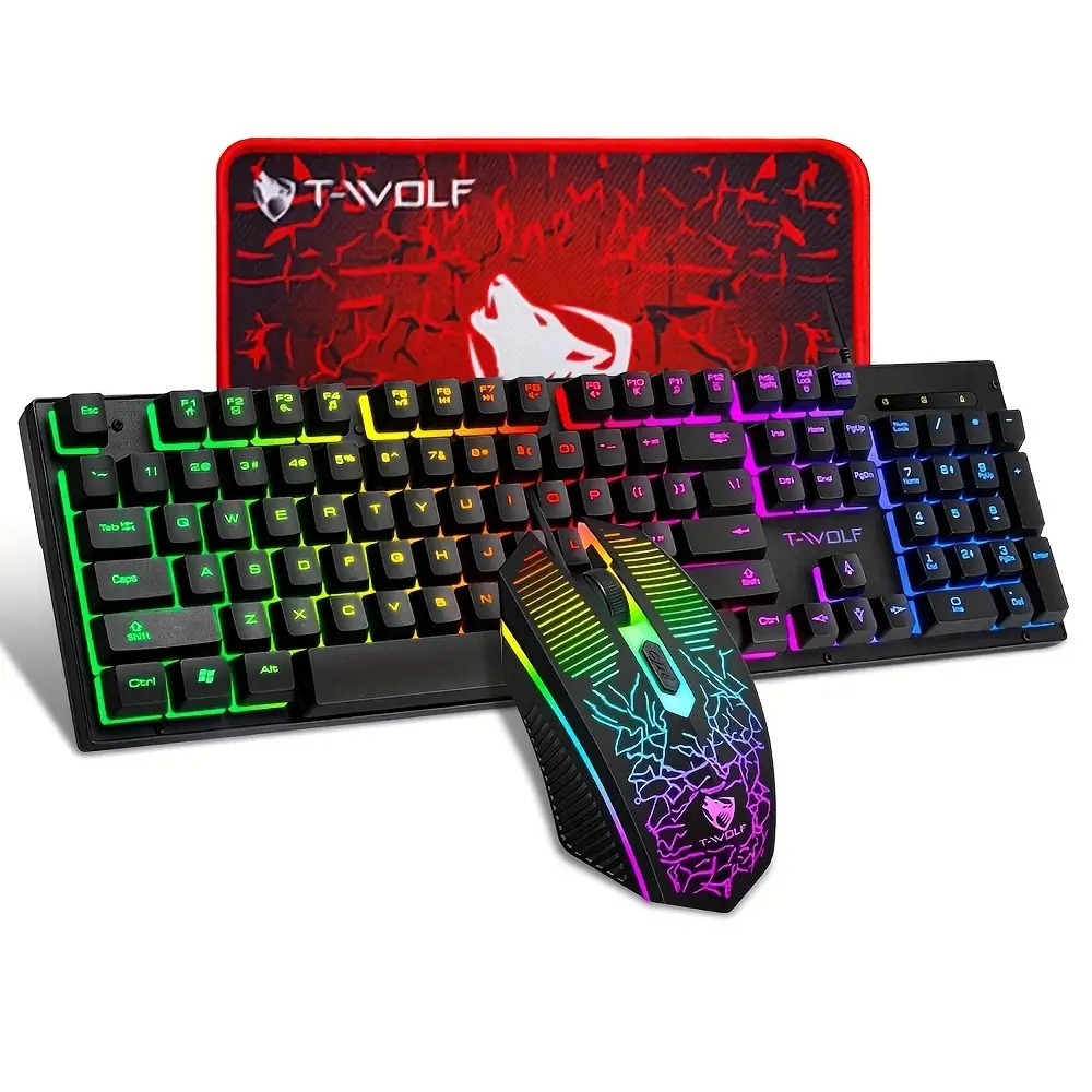 The Ultimate 3-in-1 Gaming Command Center: Ergonomic RGB Mechanical Keyboard, High-Precision Optical Mouse& Large Mouse Pad- Built for Marathon Gaming and Office Productivity, Office Workspace, Ergonomic Design, Compact Setup, Smooth Tracking