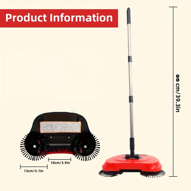 3-in-1 Cordless Dust Push Broom, Dustpan, and Mop Combo, Vacuum Cleaner Set, Long Handle Design, Durable Plastic, Suitable for Hardwood Floors and Tiles - Space-Saving Multi-Functional Household Cleaning Tool, Efficient Design, Easy to Clean Pet Hair