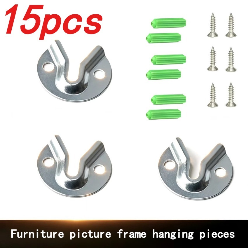 TEMU 15 pièces/3 lots de crochets pour cadres photo, accessoires de quincaillerie, crochets pour cadres photo et plaques de panneau, suspension pour