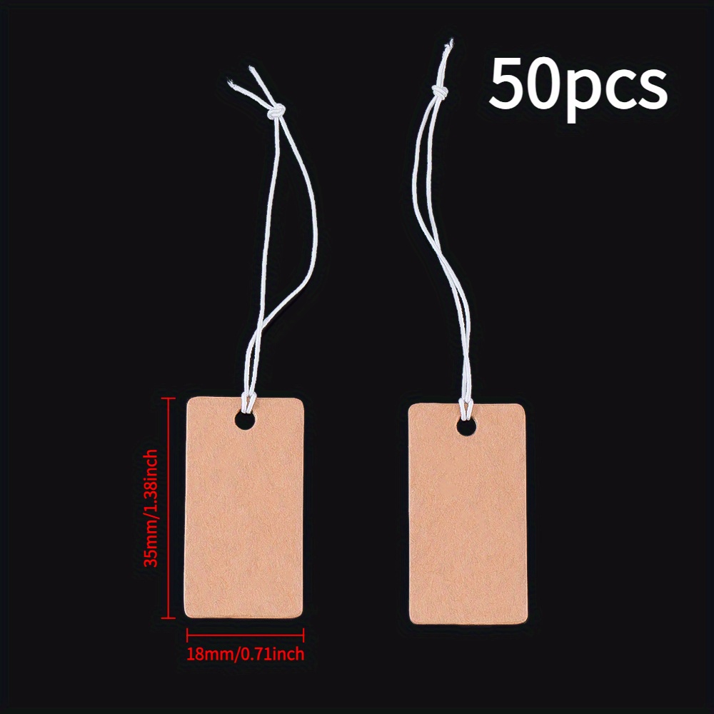 TEMU 50 Stück elastische Kordel Blanko Etikett Papier /Weiß Preissetzer für Schmuck & Handwerk Einzelhandel Display Hängekarten Mehrere Stile
