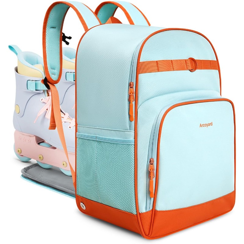 mochila   y transpirable para patines en línea con compartimento para zapatos - se   a patines de talla 14 para  , diseño     calidad, panel trasero acolchado y múltiples compartimentos para patines en línea, patines sobre hielo, gimnasio y viajes - bolso deportivo unisex