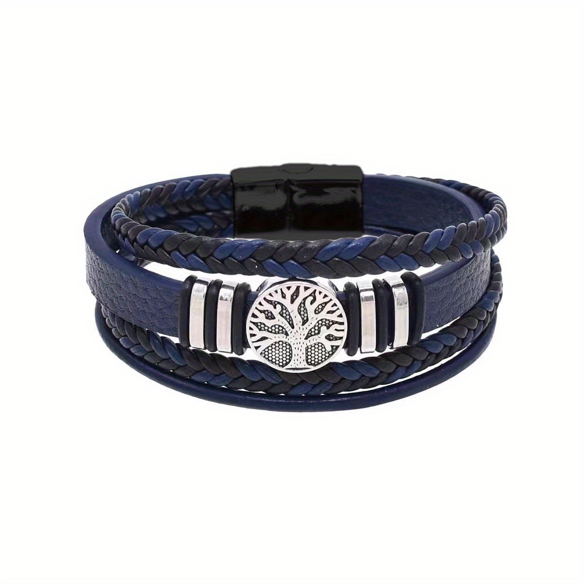 1 Fashionable Chain Bracelet With Personality, Versatile And Multi-layered Braided Leather