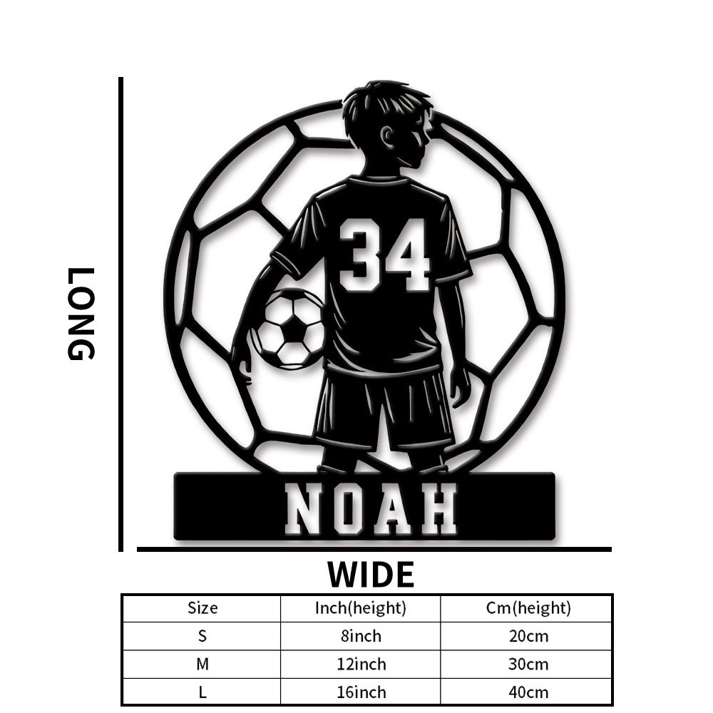 TEMU 1pc Custom Soccer Player Metal Sign Personalized Name Wall Art Decor For Boys Room Man Cave Sports Fan Gift Durable Outdoor Indoor Use