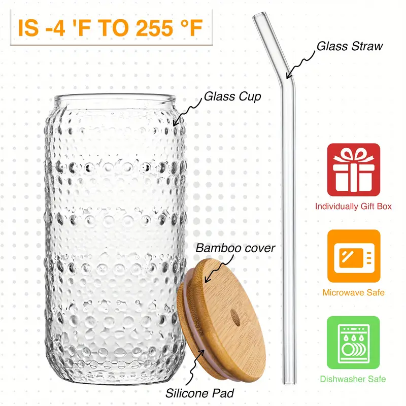 iced coffee cup with lids and straws 17 oz glass tumbler for water smoothie juice drinks Product details 0