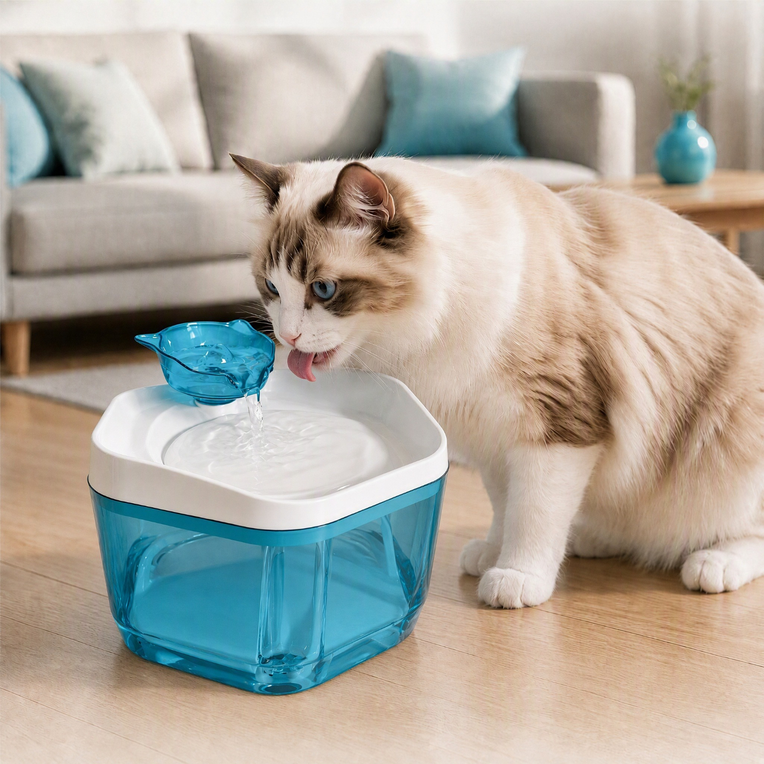 TEMU New Large-capacity Cat Ear-shaped Automatic Pet Water Fountain, In 3 Colors. Suitable For Cats, Dogs, And Other Pets. Usb-powered, No Batteries