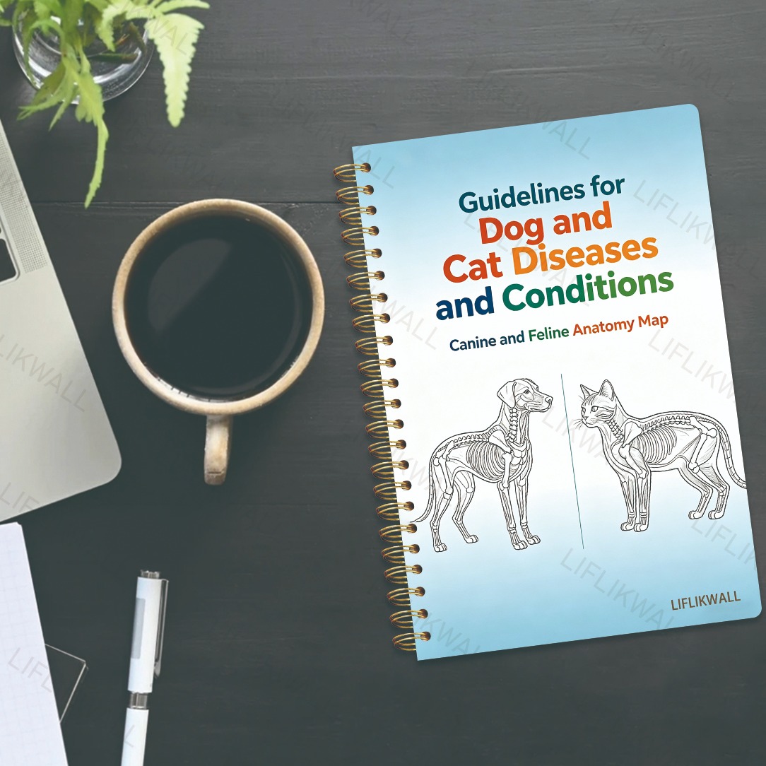 LIFLIKWALL Veterinary Anatomy & Disease Notebook - Spiral Bound Suitable for Dogs and Cats Book with Anatomy Charts, Reference Guide for Vet Students, Compact Size Planner Journal for Veterinary Practice Supplies
