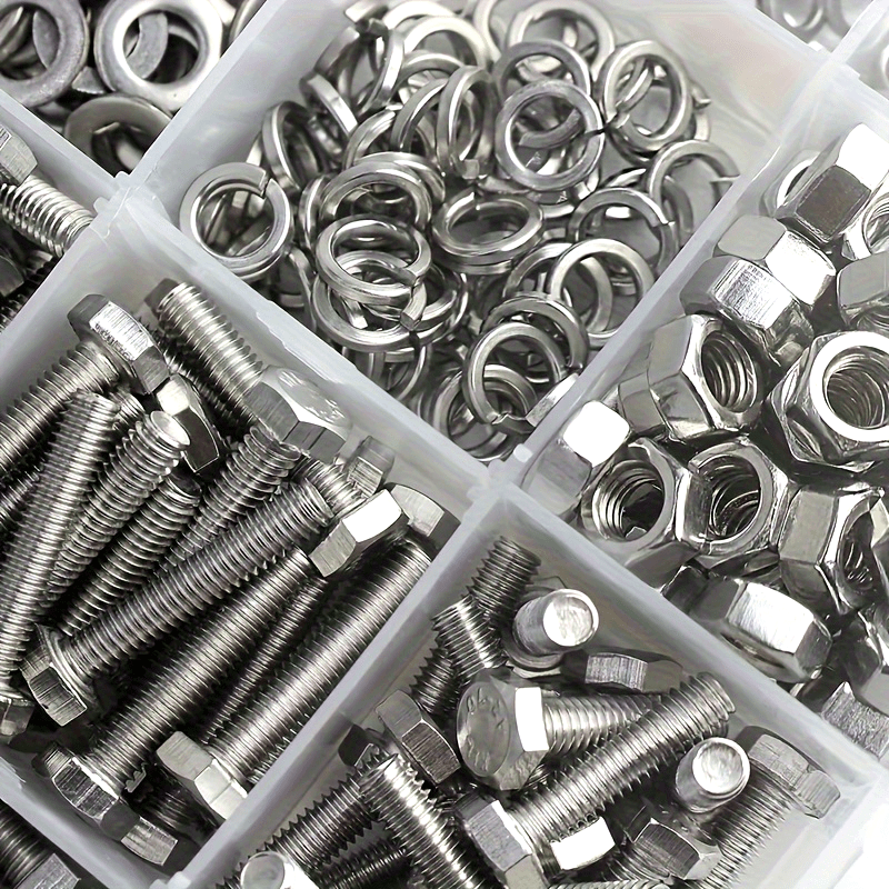 TEMU 480pcs Heavy-duty Hex Head Bolts And Nuts Assortment Kit With Washers - Suitable For Diy Projects, Automotive, Construction, Home Renovation -