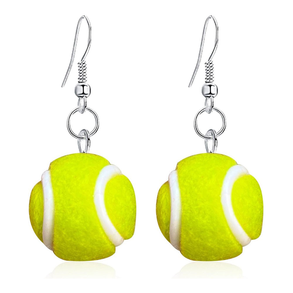 TEMU Elegant Tennis Ball Earrings, Plastic Sports-, Alloy Post, Non-feather, Party & Gift-, Accessory, Thanksgiving Day Suitable