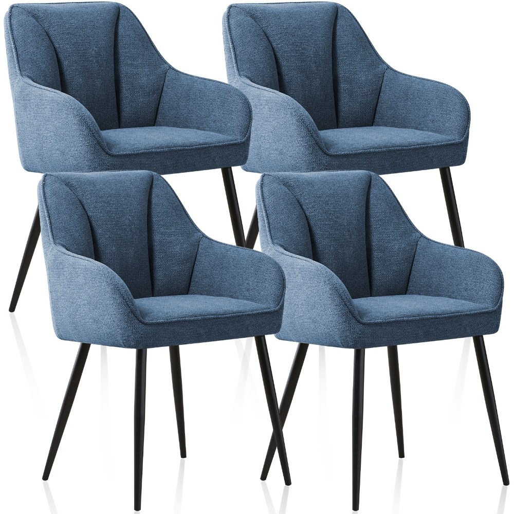 Set Of 2/ 4 Dining Chairs In And Linen Fabric, Soft And Thick With Spring, For The Office, Kitchen, Living Room And Reception Room