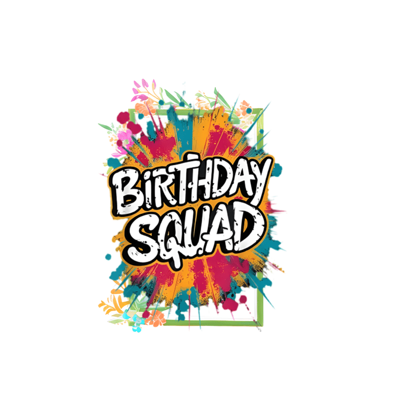 

1pc Vibrant "birthday Squad" Heat Transfer Sticker With Floral & - Polyurethane, Ideal For Customizing Pillows, Clothing, Backpacks