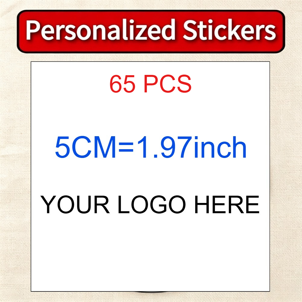 TEMU Personalized Custom Square Label Stickers, 65/100/205pcs, Supporting Customization, Optional 3-10cm, Custom Patterns, Brand Logos, Photos, Qr