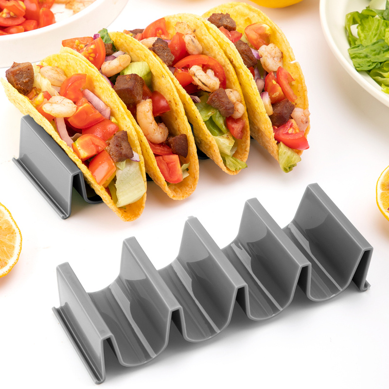 

1pc Gray Plastic Taco Stand - Wavy Or W-shaped Taco Shell Holder, And Easy To Clean, Ideal For Oven Use, Tacos, Pancakes, And More, Kitchen Organization | Wavy Design | Kitchenware, Taco Holder