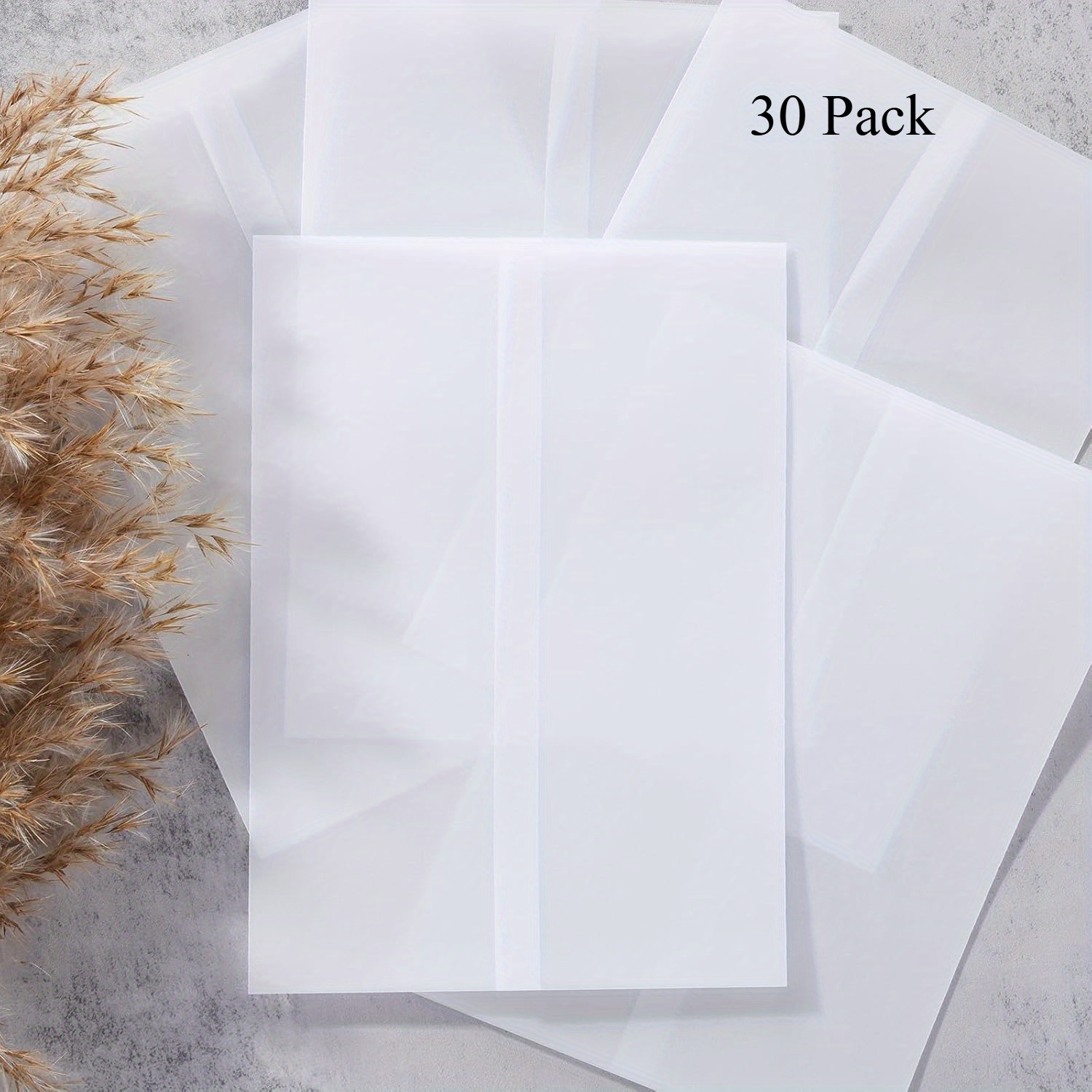 30/15 Pack Vellum Jackets For 5x7 Invitations, Elegant Pre-folded Vellum Paper, 115gsm Frosted Vellum Cover Wedding Envelopes, Vellum Wraps