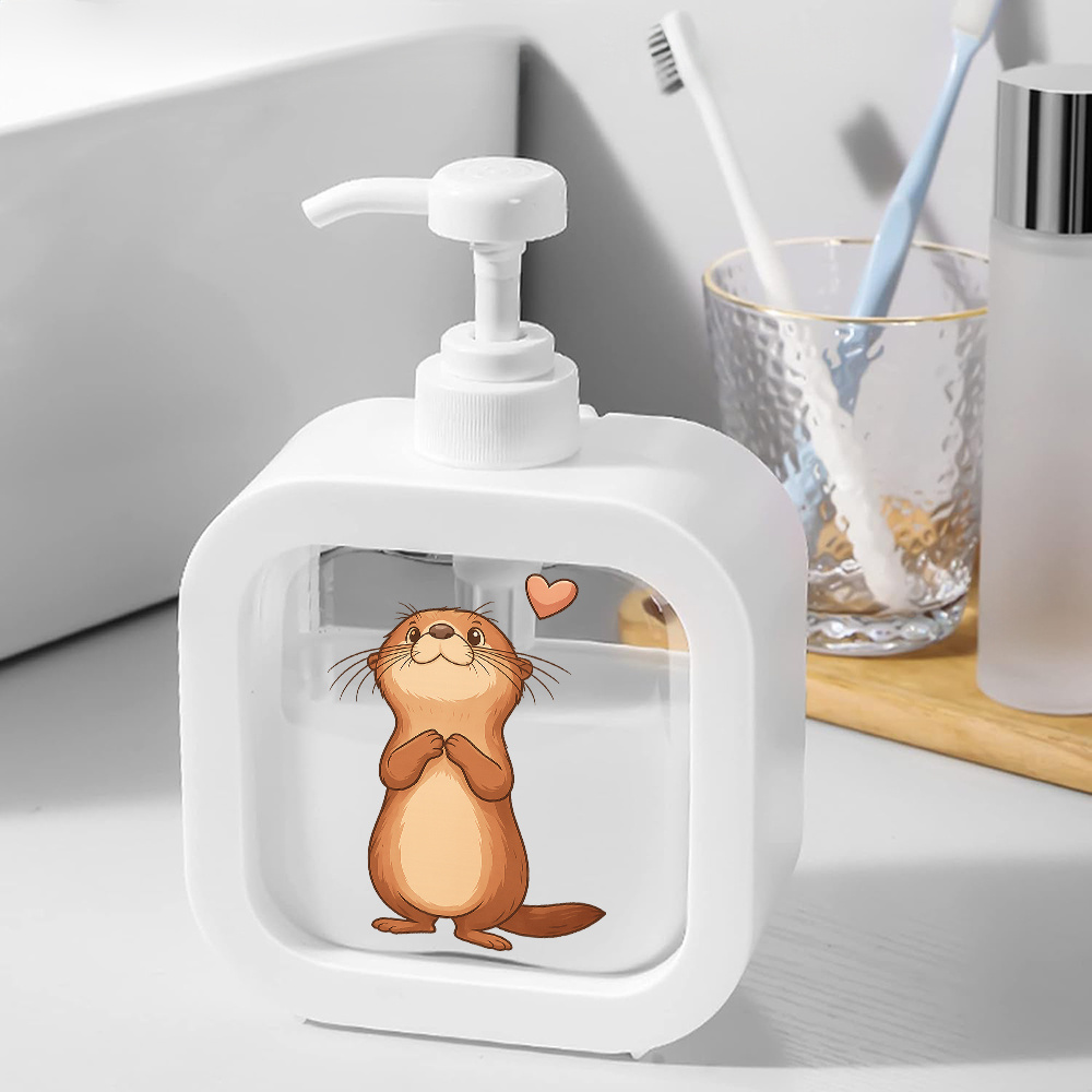TEMU Distributeur de savon pour sur le thème des loutres, adorable, pour - un distributeur portable adapté aux de bains et au savon à vaisselle,