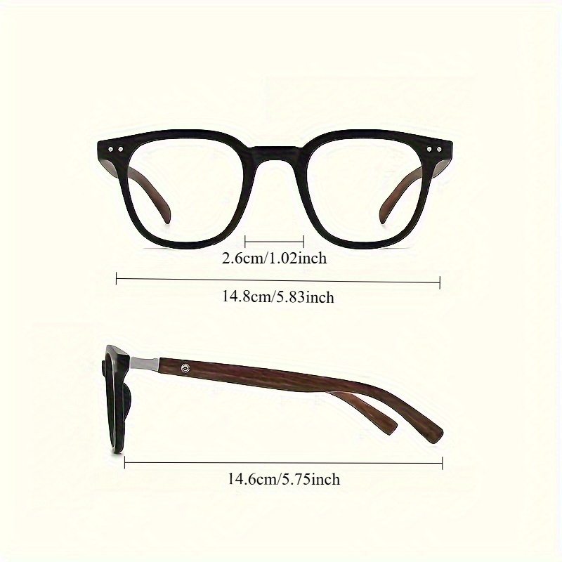 retro minimalist unisex rectangular fashion glasses wood Temu