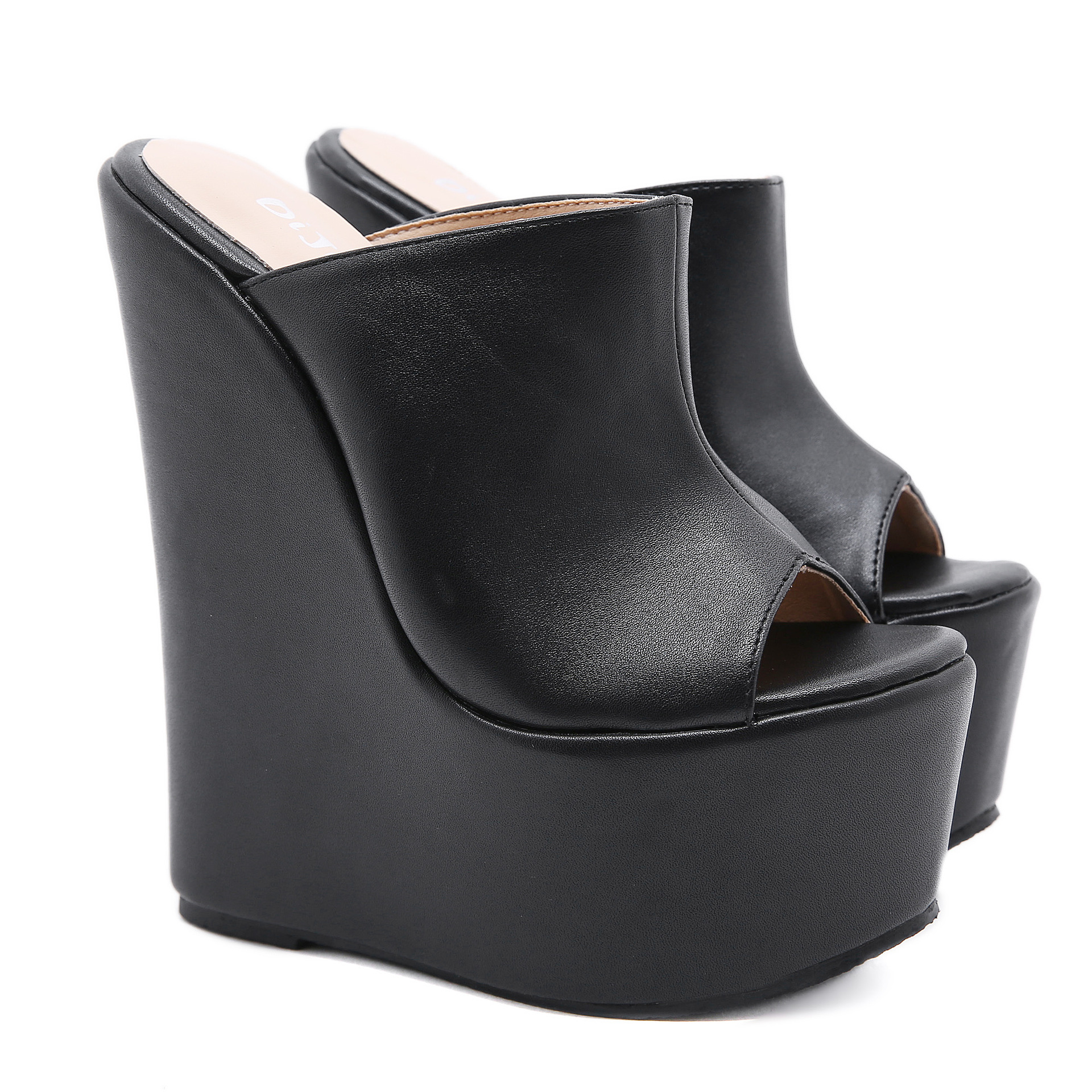 Women's -toe Wedge Heel Slippers, Black Thick-soled Platform Sandals For Daily Summer , Walking And Commuting, Women Shoes