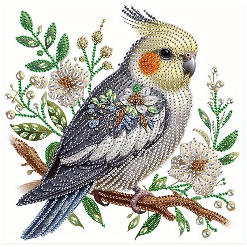 Adult Kits Featuring A Branch Parrot, 5d Unique Shape Gem Art Painting Sets For Home Wall Decoration