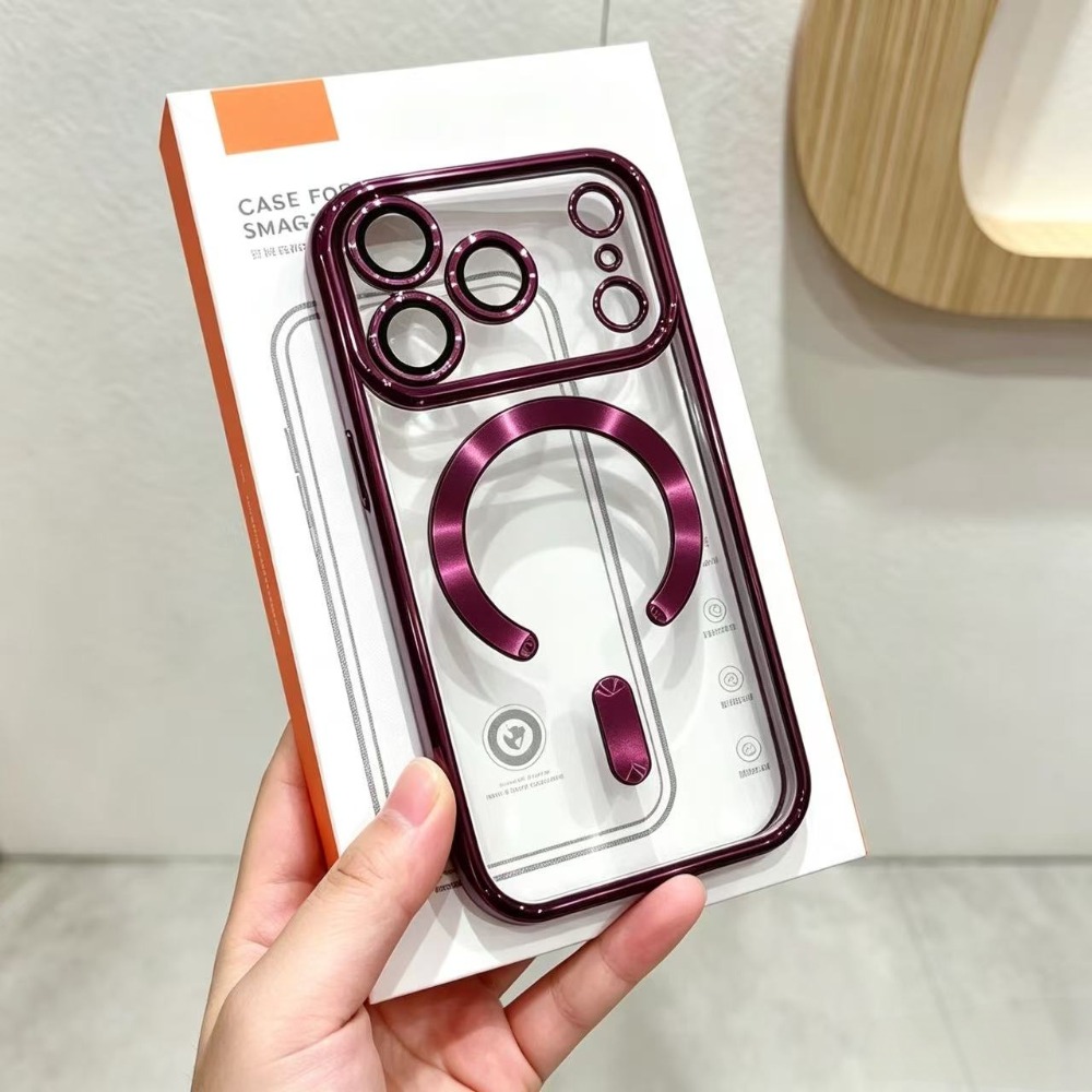 TEMU Coque de téléphone - Coque de téléphone : Housse de téléphone dorée à bordure magnétique colorée, compatible avec Iphone 18 Pro Max 18Pro, coque