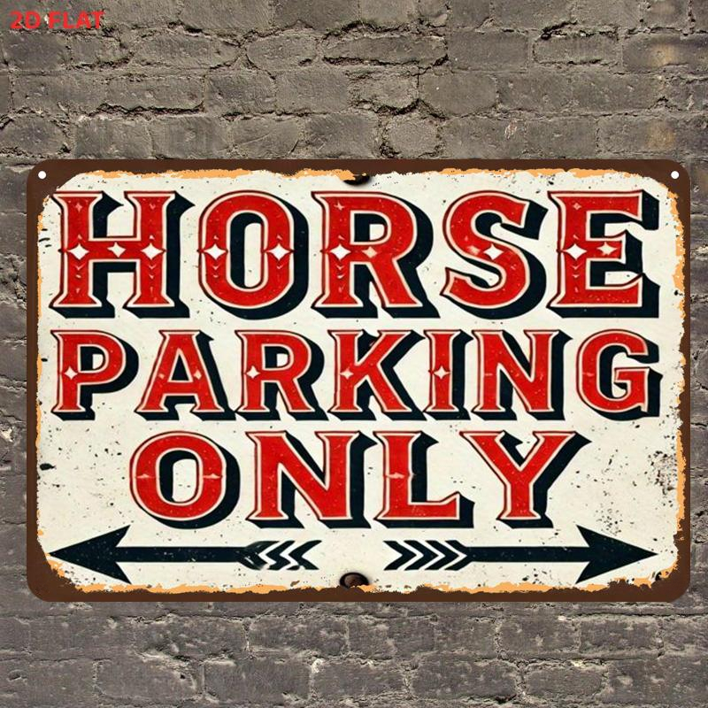 TEMU 2d Flat Horse Parking Vintage Distressed Wooden Hanging Sign, Retro Western Farm Cowboy Wood Plaque, 20 X 12.7 Cm Rustic Wall Hanging Tag For