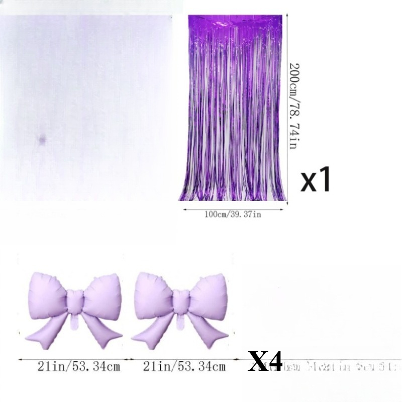 TEMU 5pcs Purple Bow And Tassel Set, Suitable For Outdoor Courtyard Parties, Dessert Table Background Decoration, Influencer Photo , Best Friend