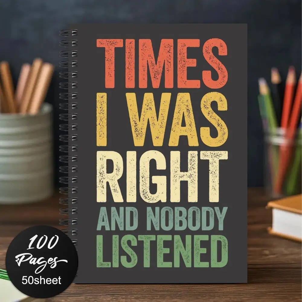 TEMU 1 Retro Spiral Notebook - "i Was Right, But No 1 Listened" Humorous Diary, Suitable For Office, Colleagues, Employees, Team, Adults, Boss -