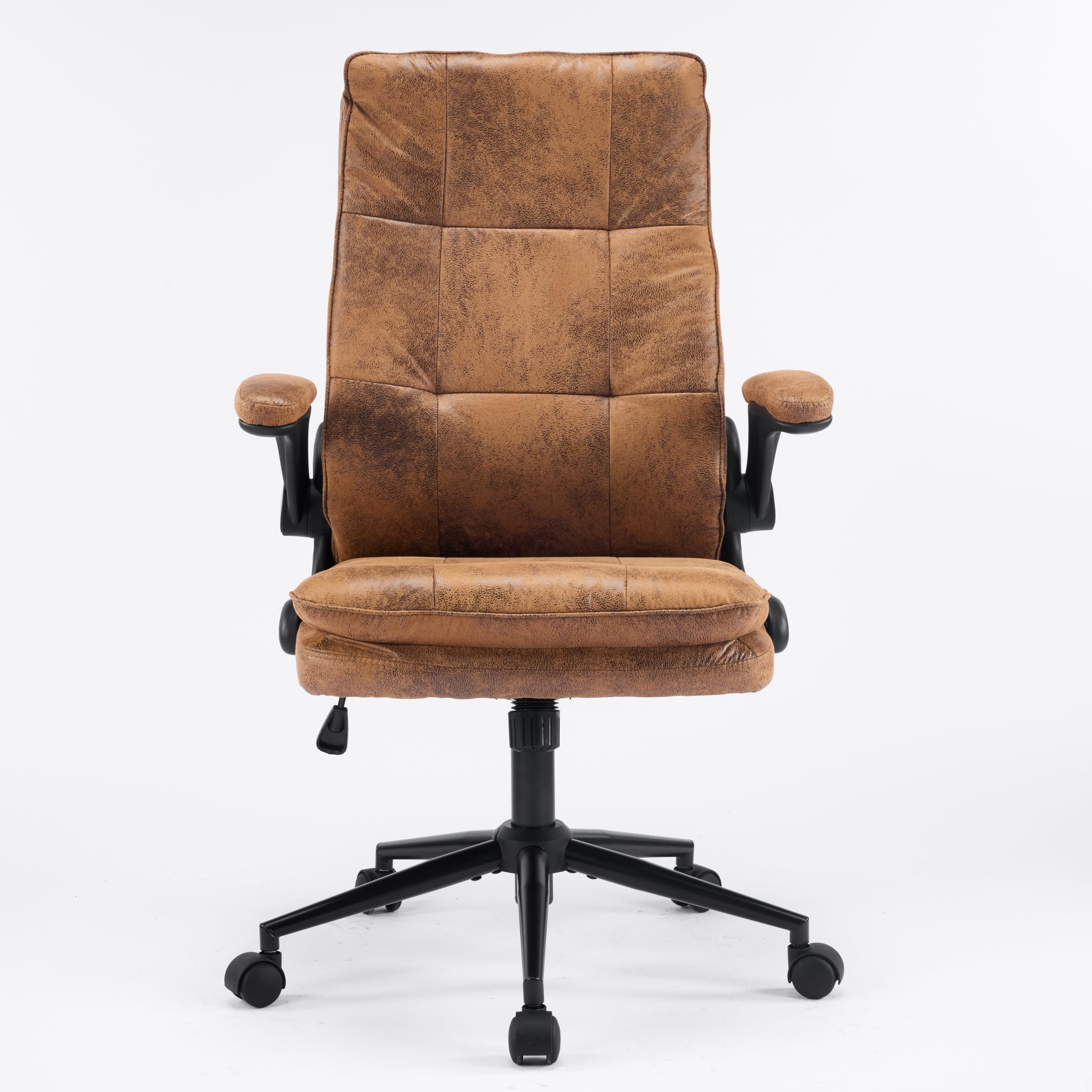 Image of Rotating Office Chair With Stitched Backrest And Hidden Accessories, Standing Feet, Vintage Indoor Rotating Office Chair Made Of Cat-scratch-resistant Leather
