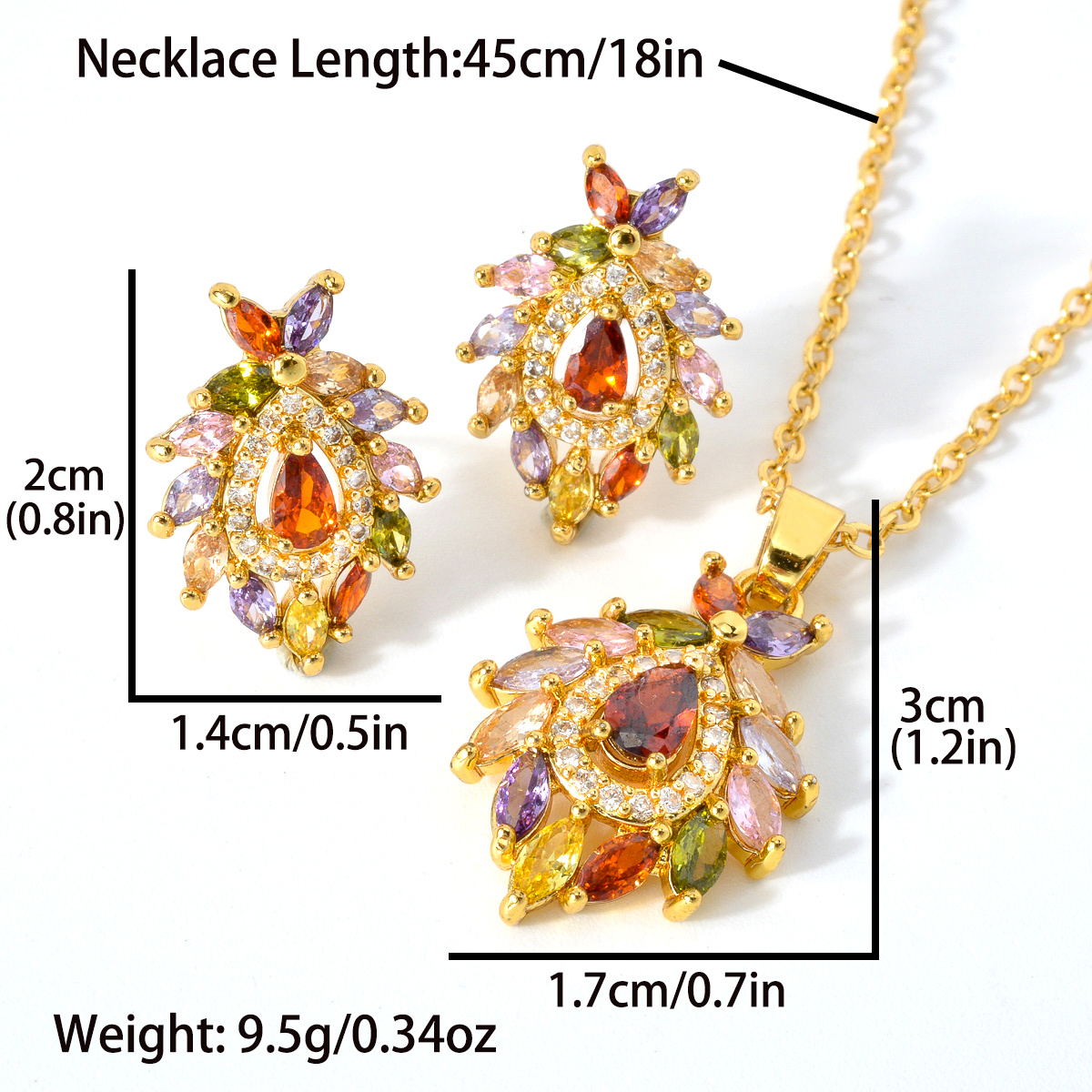 Colorful Flower Element Jewelry Set with Synthetic Zirconia