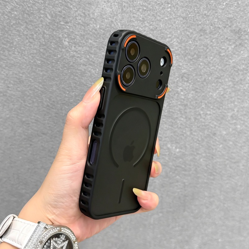 TEMU Phone Case - Armor Case With Heat Dissipation Vents For Iphone 17/16 Pro Max - Magnetic Hard Shell, Shockproof And Creative Trendy Cover For