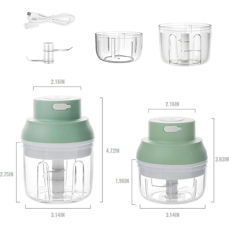   powerful rechargeable garlic chopper with 8.45oz/3.38oz bowl, 2 stainless steel blades, waterproof & bpa-free, semi-automatic operation, cordless design with usb-powered motor for chopping garlic, onion, herb, nut, seed - compact & easy-clean kitchen gadget for home & travel, onion chopping, herb chopping, vegetable slicer and chopper, manual food chopper, chopper vegetable, electric garlic chopper, mini food chopper, chopper for food and vegetable, garlic chopper mincer Product details 6