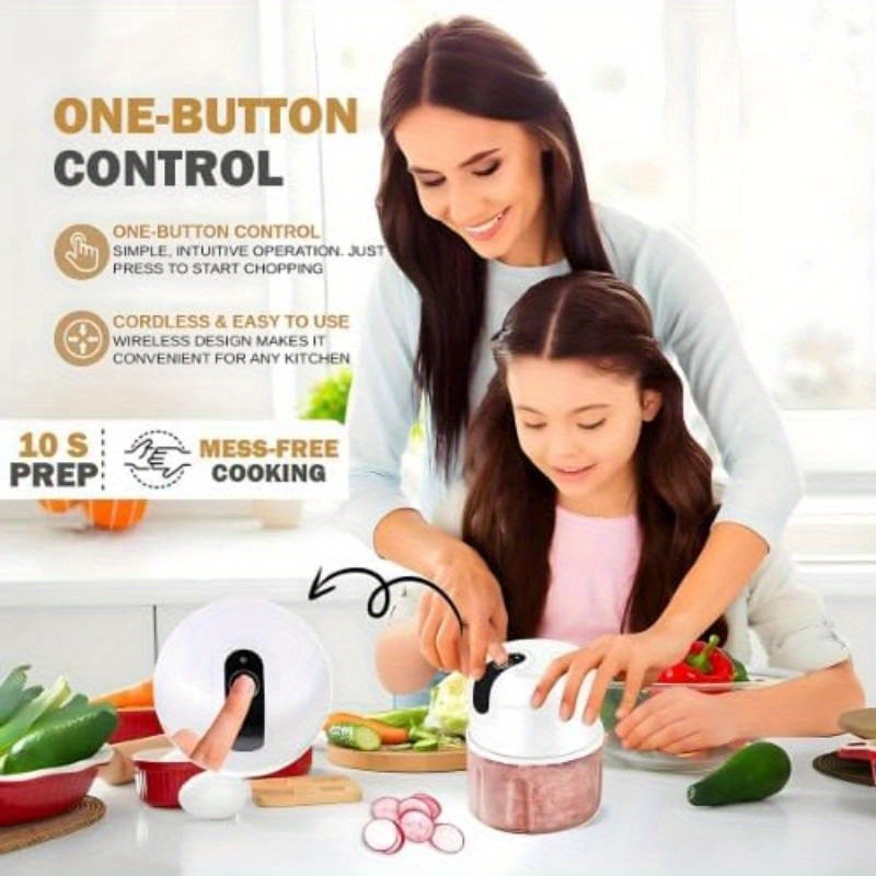 usb rechargeable portable food processor with stainless steel blades & bpa-free bowl - cordless garlic chopper, onion mincer, nut & herb grinder with ergonomic lid & clear container for kitchen, camping, picnic - lightweight  ,   operation, easy clean, usb-powered (battery not included), kitchen gadget, camping appliance, food processor electric, vegetable chopper, food chopper Product details 2