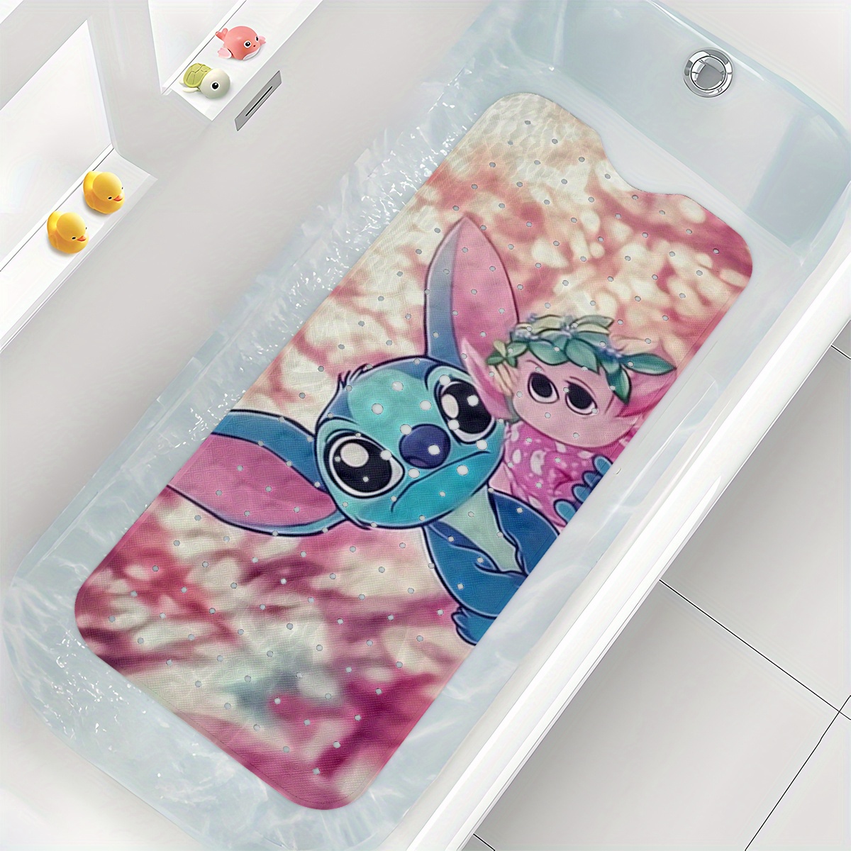   pink and purple tone cartoon style bathtub mat non slip bathroom bath mats for shower floor 40x100cm 15 7x39 3in extra long soft water absorbent anti skid tub mat collection Product details 0