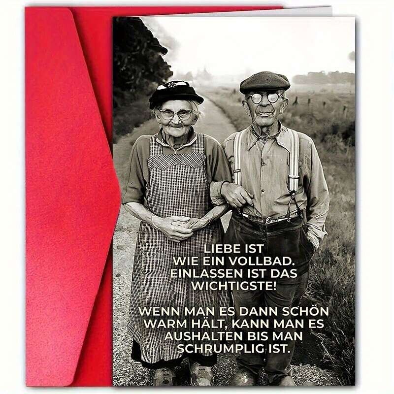 Image of 1pc German Birthday Card Suitable For , Wife/husband - Letter Greeting With Envelope, German Text "liebe Ist Wie Ein Vollbad" For Anniversary & Special Wishes, Paper Card For Birthdays, Parties, Gifts