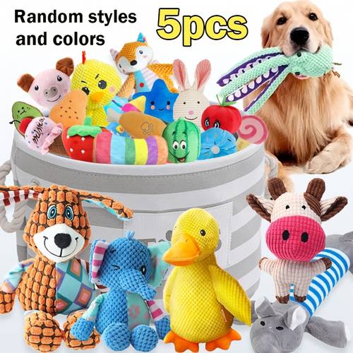 random style dog squeak toy set interactive plush chew toys battery free a of cute patterns suitable for grinding teeth and relieving boredom suitable for all breed size