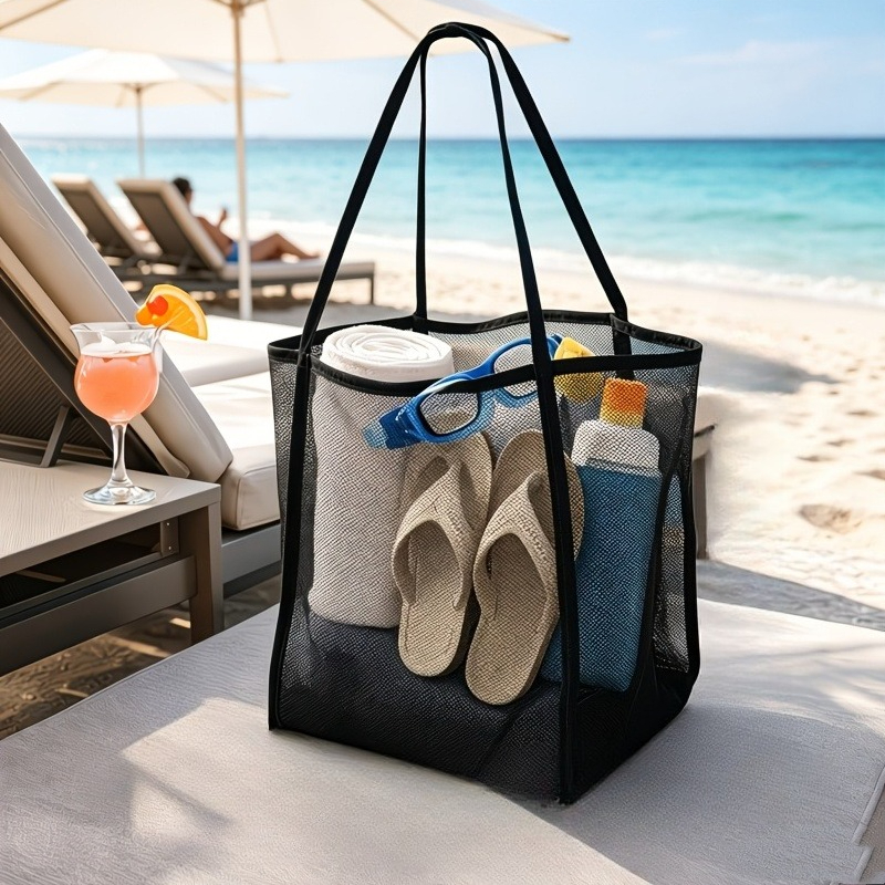 TEMU Grand sac de plage en grande capacité, adapté aux voyages air, sac multifonctionnel à séchage rapide et -sable, avec un design respirant et des