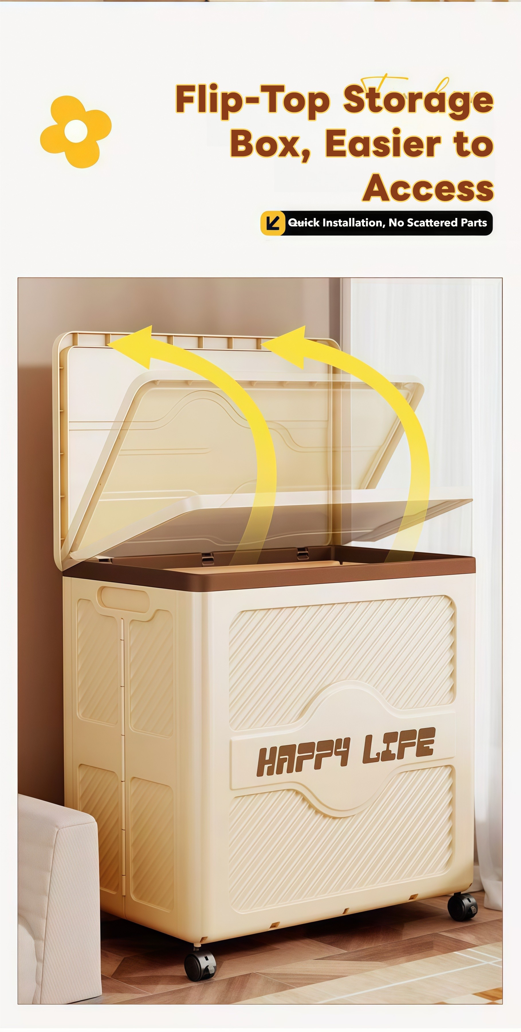 multi functional   storage box foldable stackable bin with wheels large capacity organizer unit ideal for   clothing craft supplies Product details 4