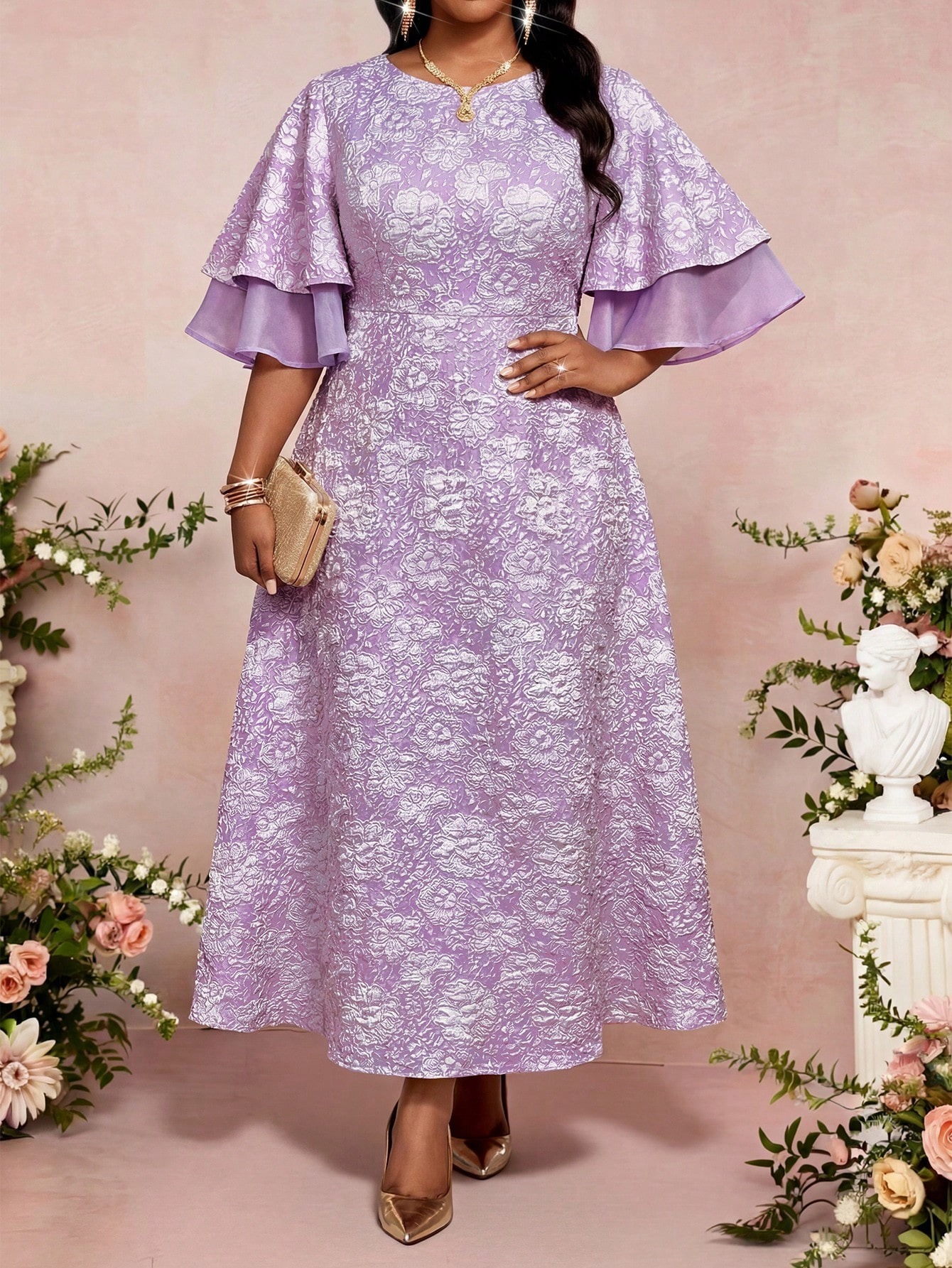 strapless open back dress Elegant Tatum Maxi Dress in Mauve
