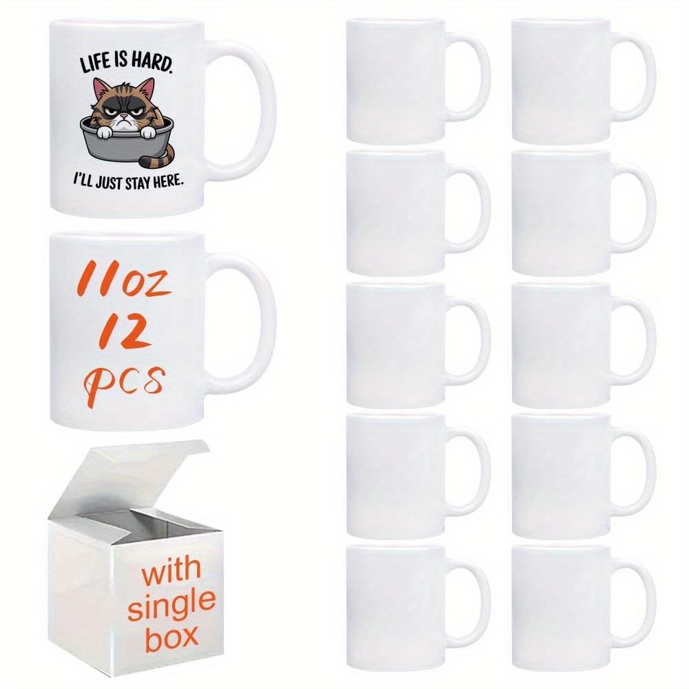 TEMU 12 Packs 11oz Ounce Sublimation Mugs Sublimation Blanks Cups With Handle Individual Box Warehouse And 2-4 Working Days Delivery Portability