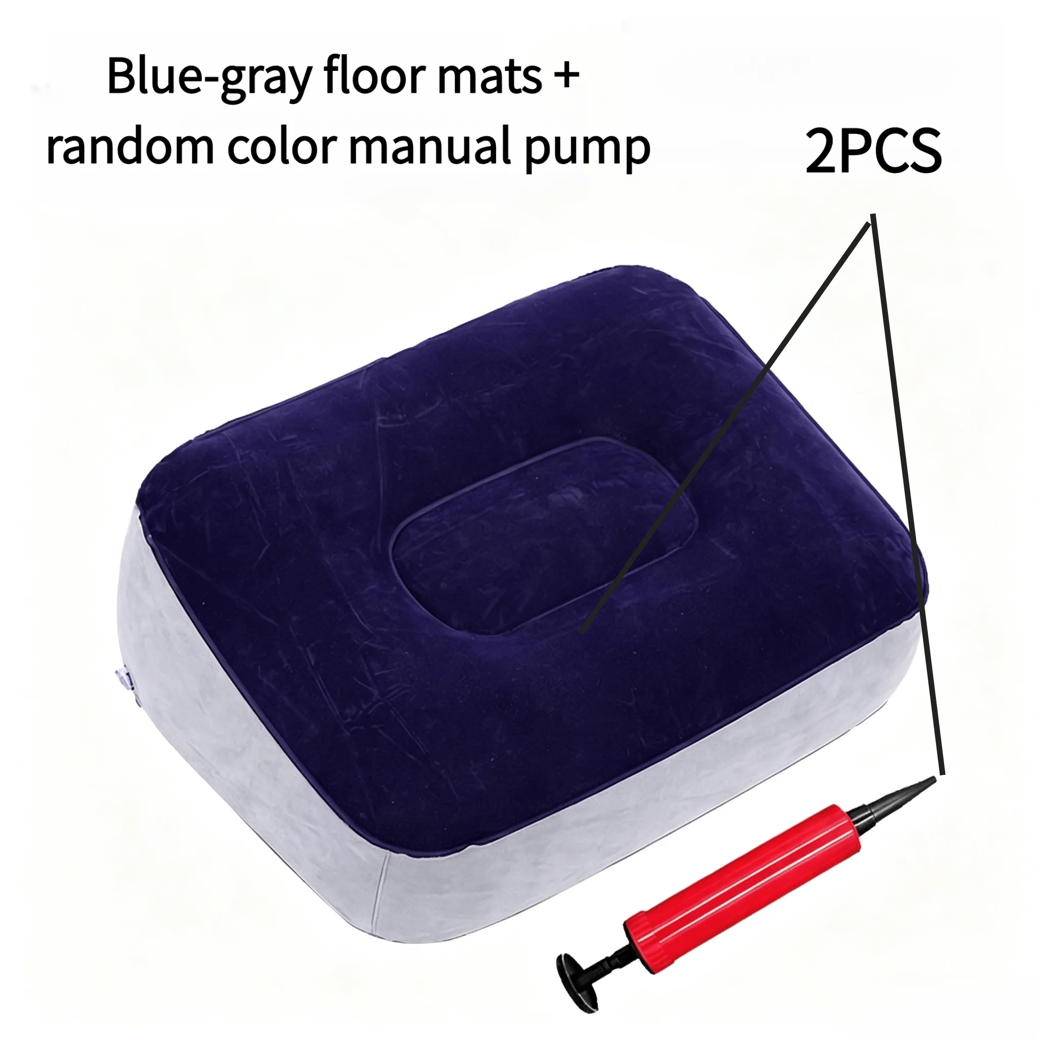 TEMU Lot de 2 pièces : -pieds gonflable bleu + Pompe manuelle. Pompe à pied portable pour les voyages longue distance, les voyages et à . Tapis de
