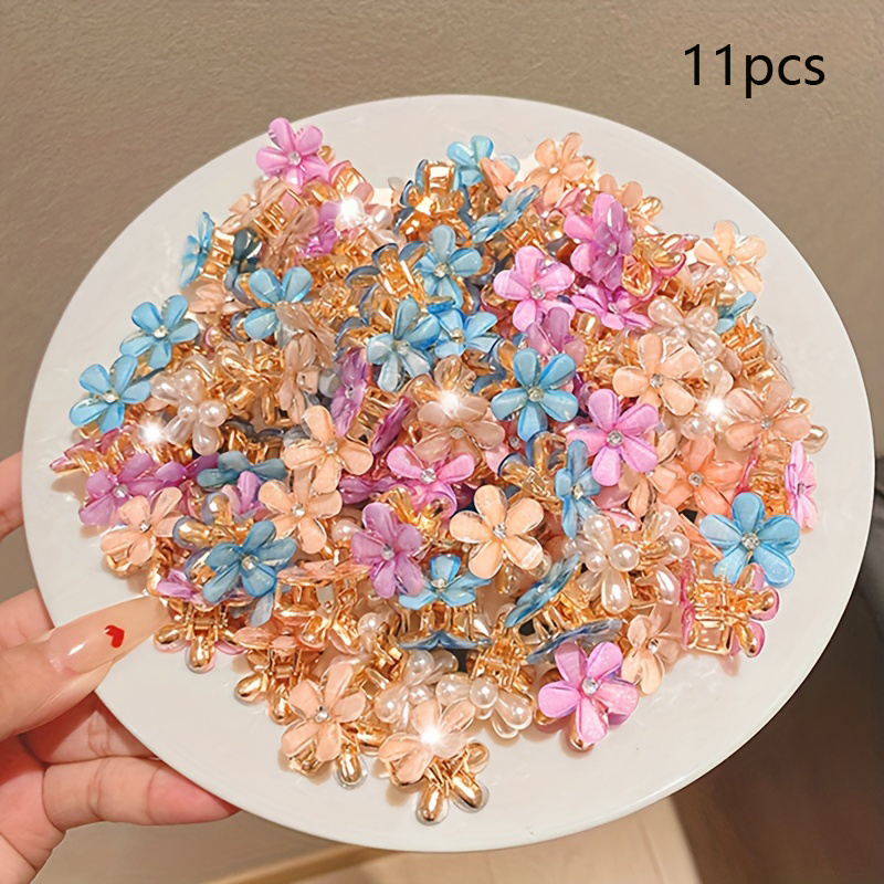 TEMU 11pcs Set Of Exquisite Flower Hairpins In Random Colors, Small And Colorful Hair Accessories Suitable For Formal And Casual Occasions, Use,